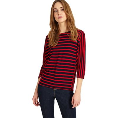 Navy and red carris stripe top